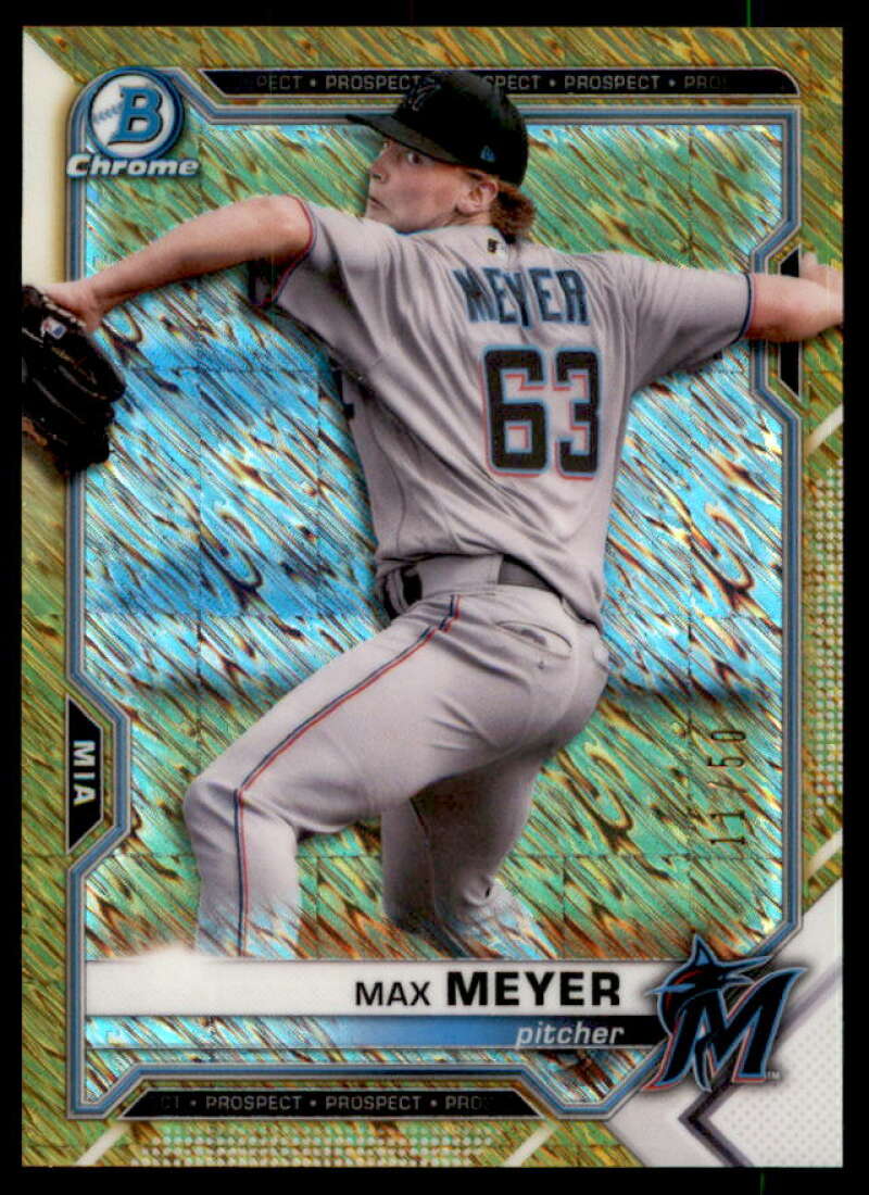 Max Meyer Card 2021 Bowman Chrome Prospects Gold Shimmer Refractors #BCP201  Image 1