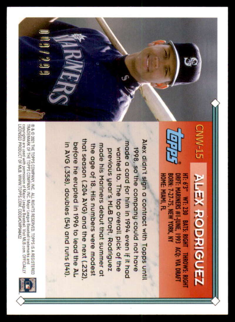 Alex Rodriguez Card 2021 Topps Update Cards That Never Were Black #CNW15  Image 2