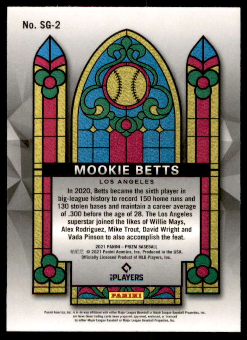 Mookie Betts Card 2021 Panini Prizm Stained Glass #2  Image 2