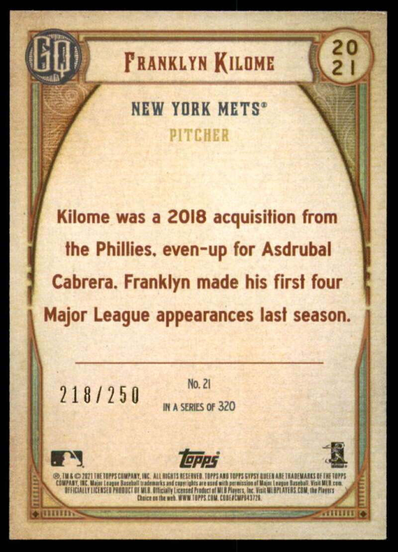 Franklyn Kilome Rookie Card 2021 Topps Gypsy Queen Indigo #21  Image 2
