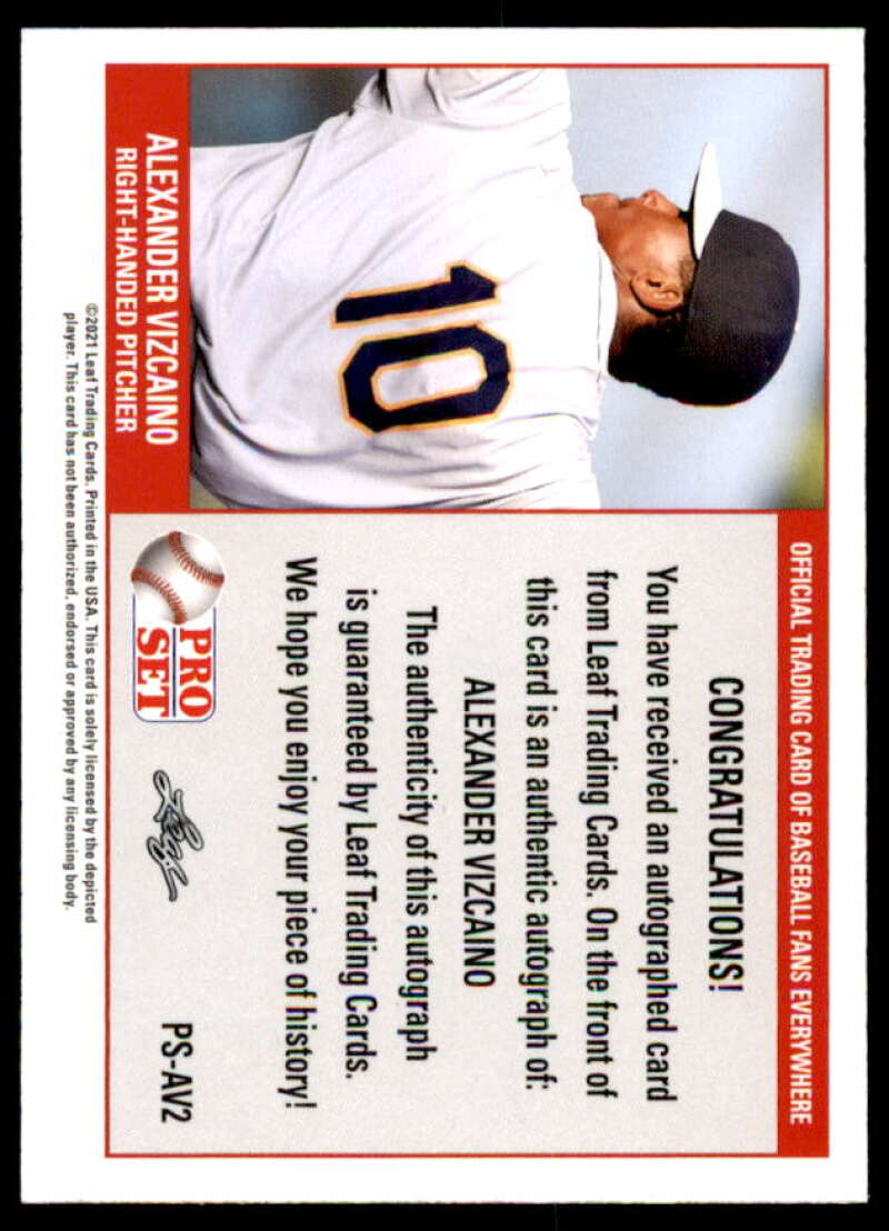 Alexander Vizcaino Rookie Card 2021 Leaf Pro Set Autographs Green #PSAV2  Image 2