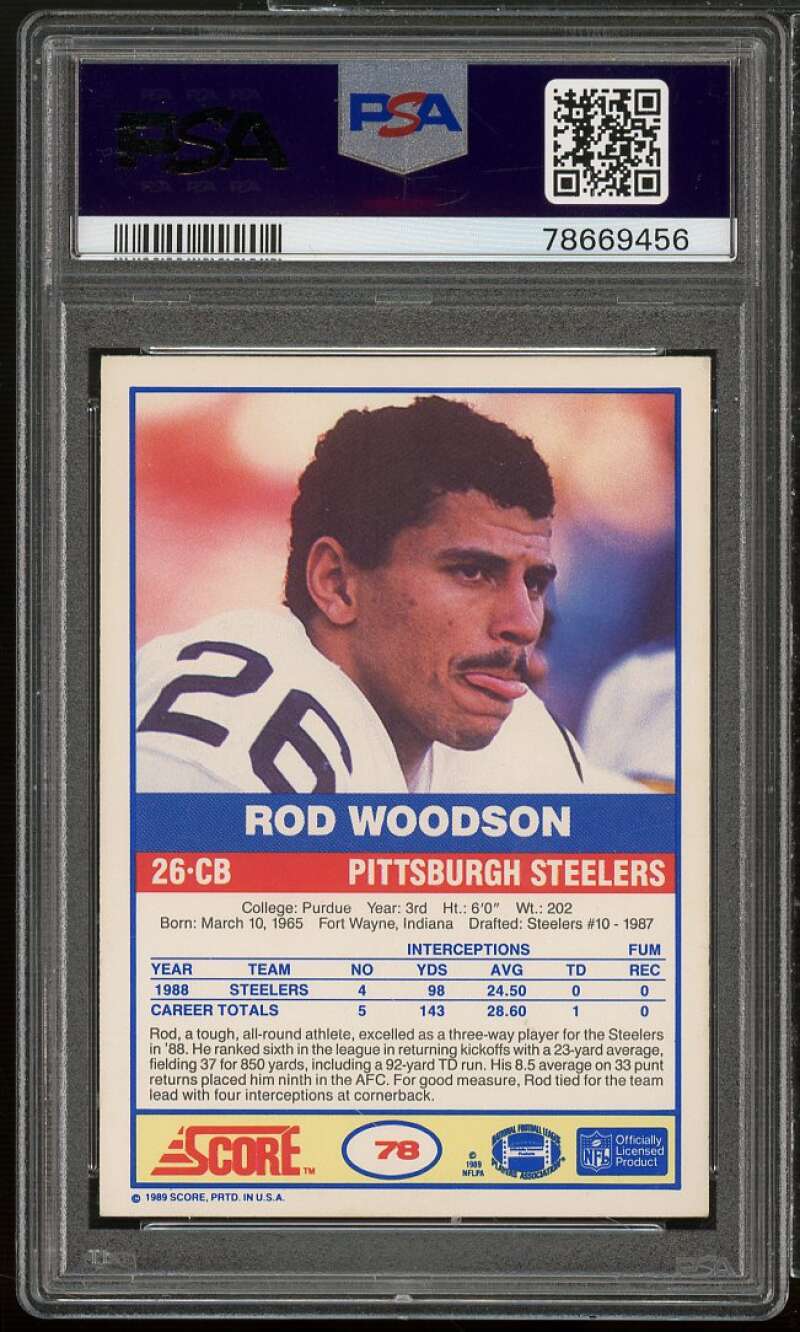 Rod Woodson Rookie Card 1989 Score #78 PSA 6 Image 2