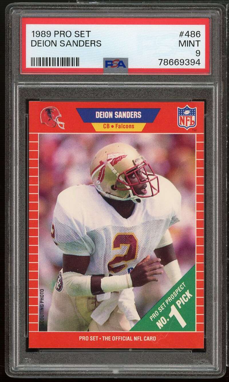 Deion Sanders Rookie Card 1989 Pro Set #486 PSA 9 Image 1