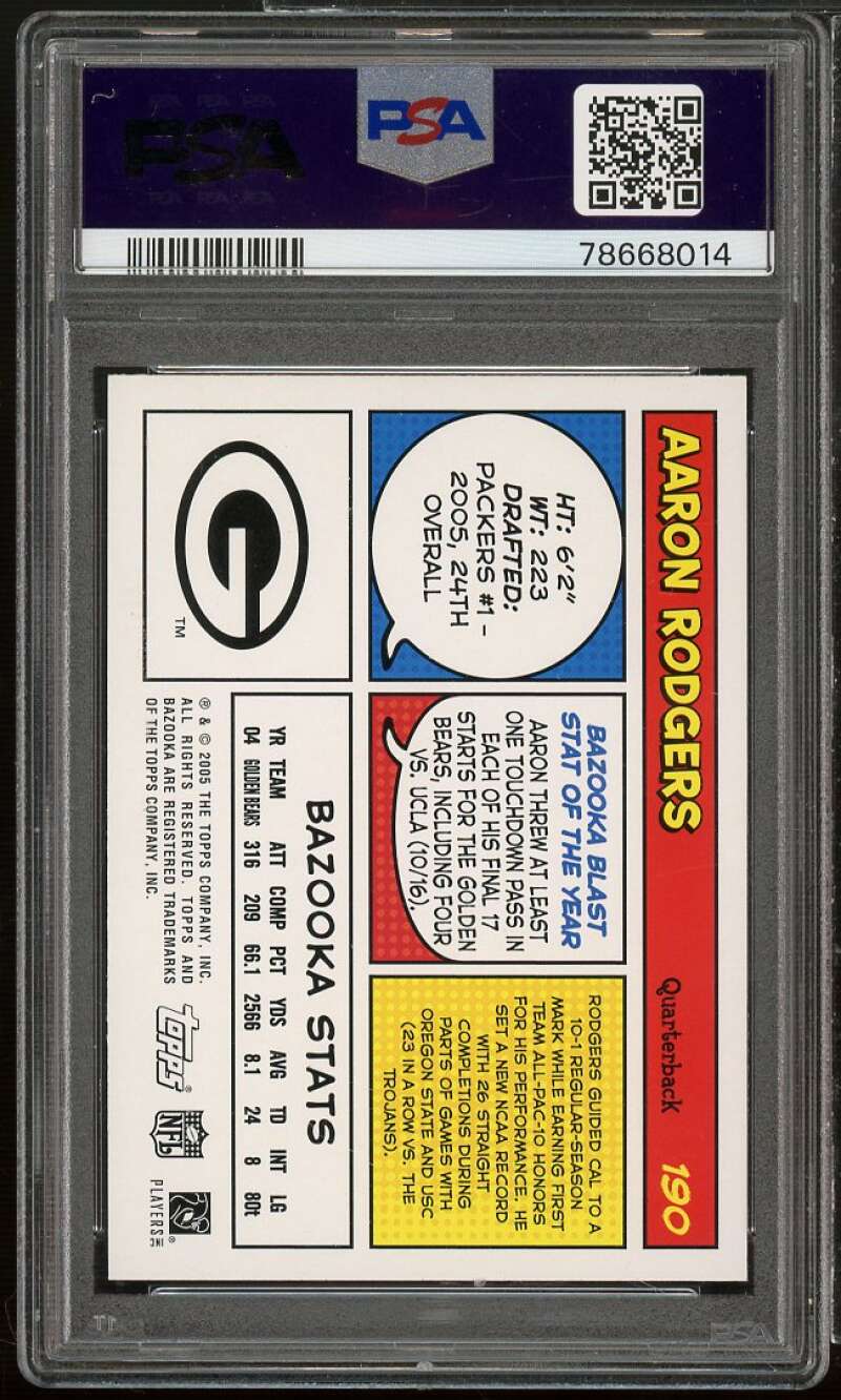 Aaron Rodgers Rookie Card 2005 Bazooka #190 PSA 9 Image 2