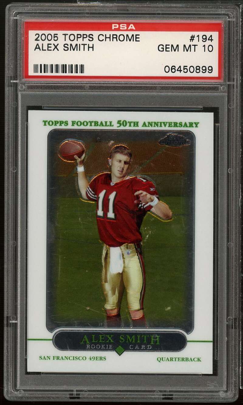 Alex Smith Rookie Card 2005 Topps Chrome #194 PSA 10 Image 1