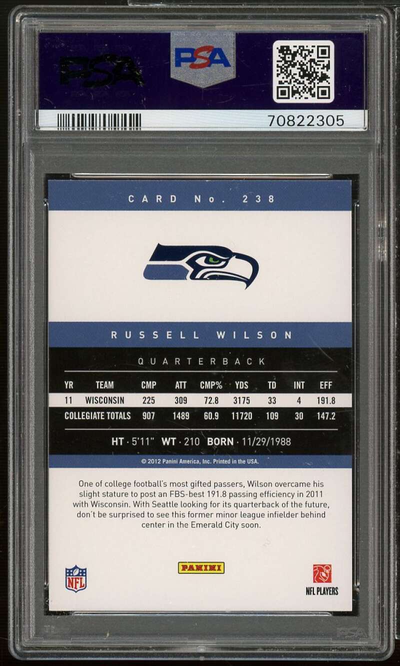 Russell Wilson Rookie Card 2012 Panini Prestige #238 PSA 9 Image 2