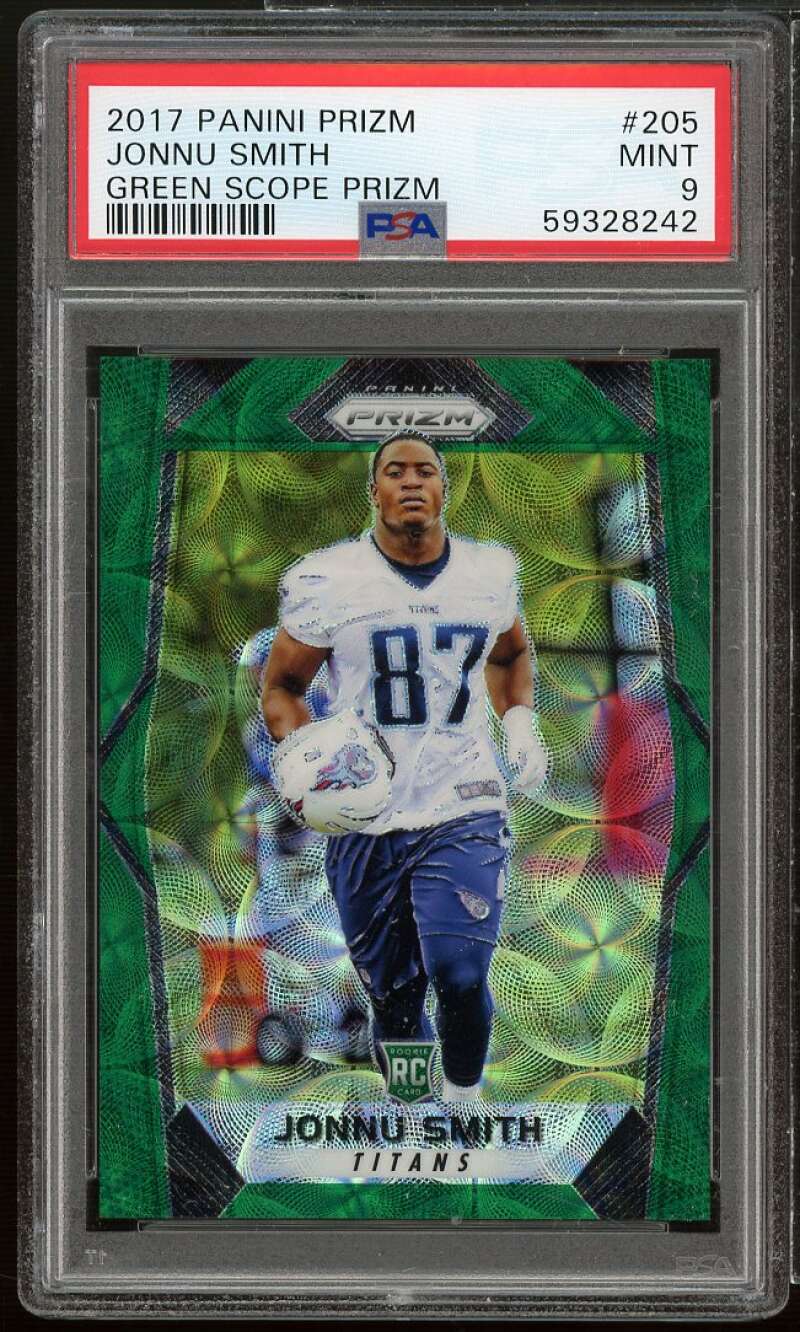 Jonnu Smith Rookie Card 2017 Panini Prizm Green Scope Prizm #205 PSA 9 Image 1