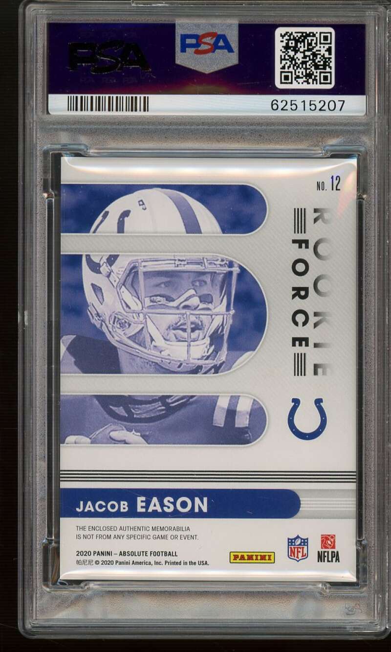 Jacob Eason Rookie 2020 Panini Absolute Rookie Force Relic (pop 1) #12 PSA 9 Image 2