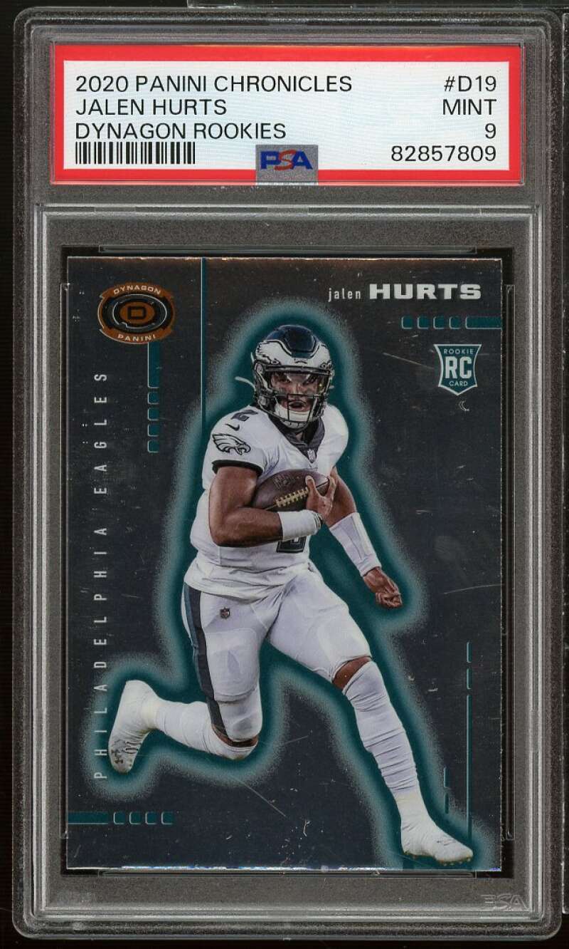 Jalen Hurts Rookie Card 2020 Panini Chronicles Dynagon Rookies #D19 PSA 9 Image 1