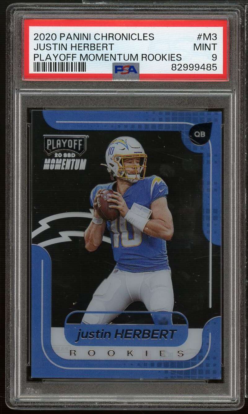 Justin Herbert Rookie 2020 Panini Chronicles Playoff Momentum Rookies #M3 PSA 9 Image 1