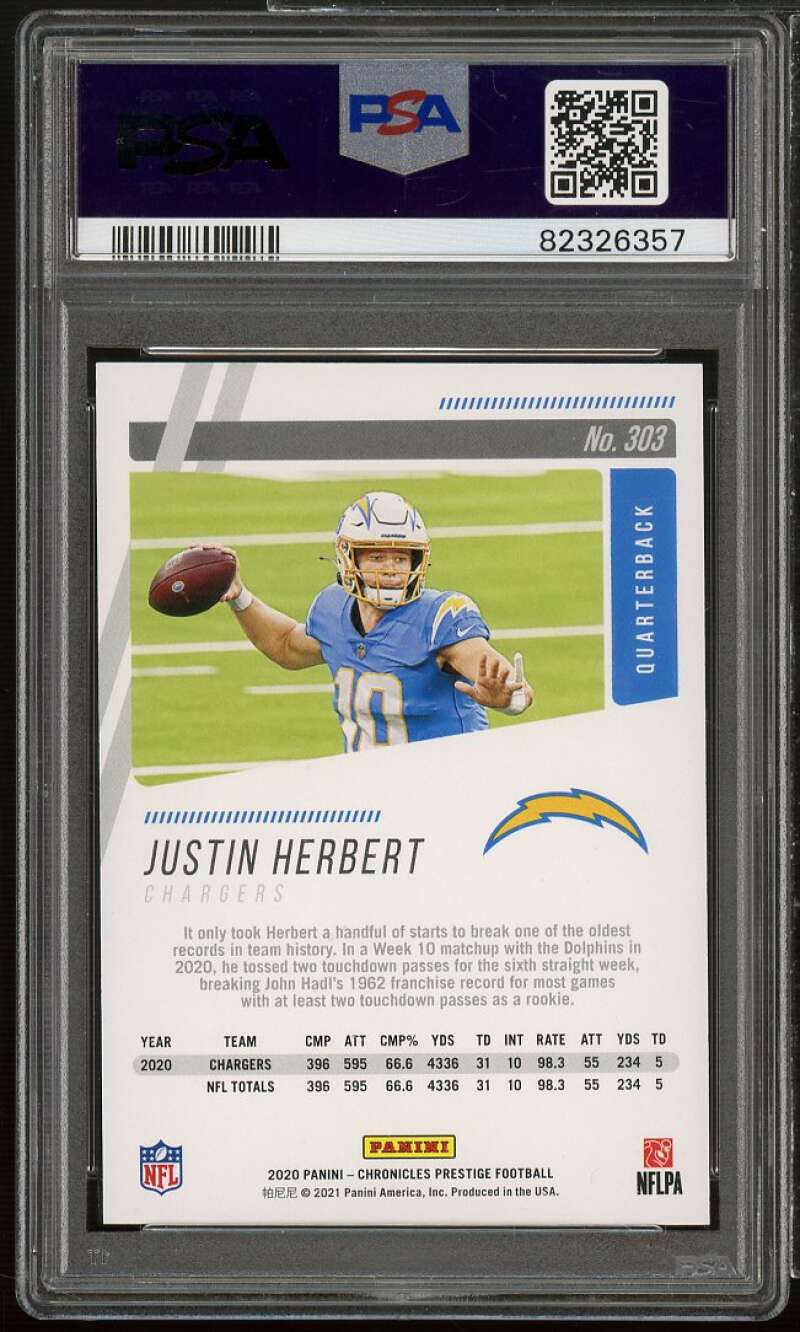 Justin Herbert Rookie 2020 Panini Chronicles Playoff Momentum Rookies #M3 PSA 9 Image 2