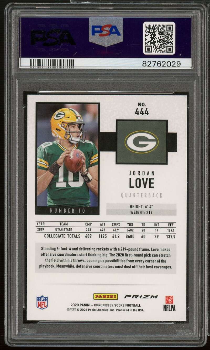 Jordan Love Rookie Card 2020 Panini Chronicles Score Silver #444 PSA 10 Image 2