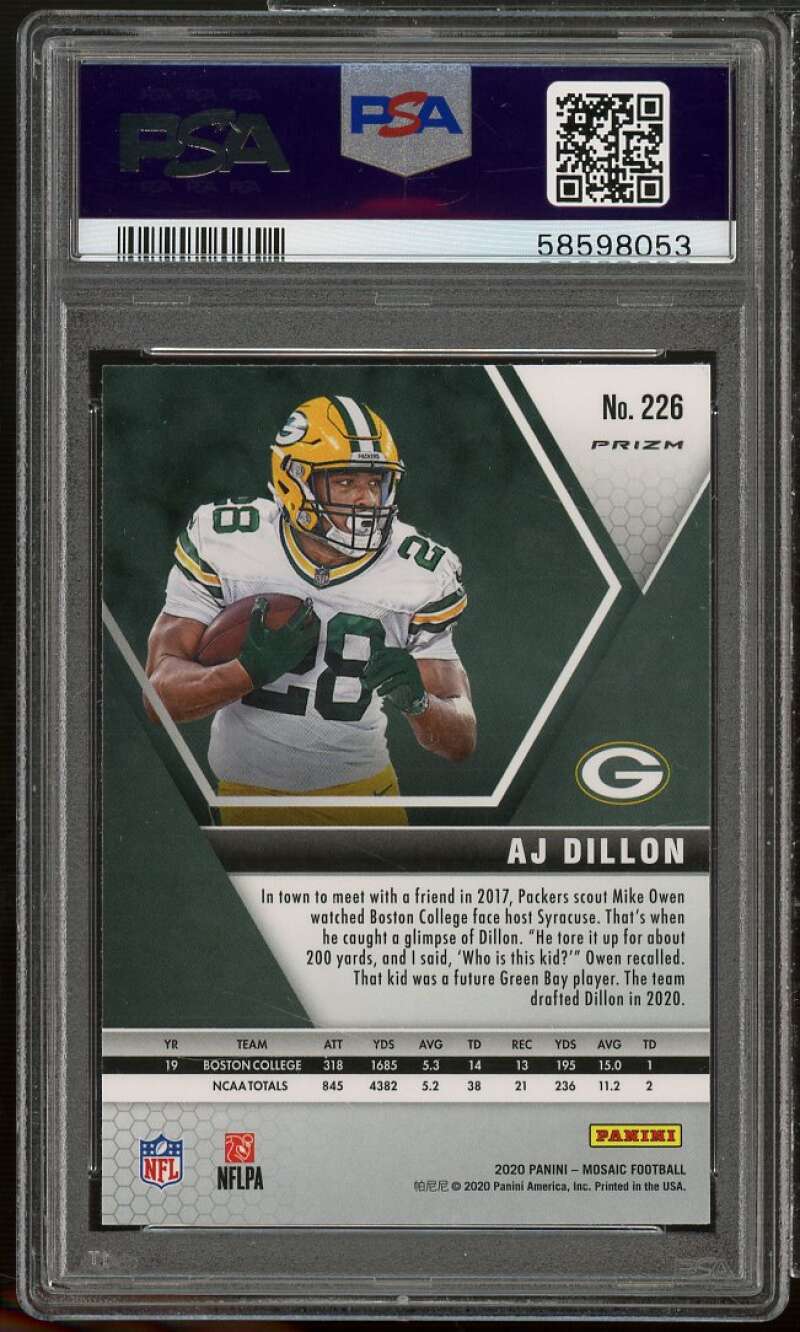 AJ Dillon Rookie Card 2020 Panini Mosaic Camo Pink #226 PSA 10 Image 2