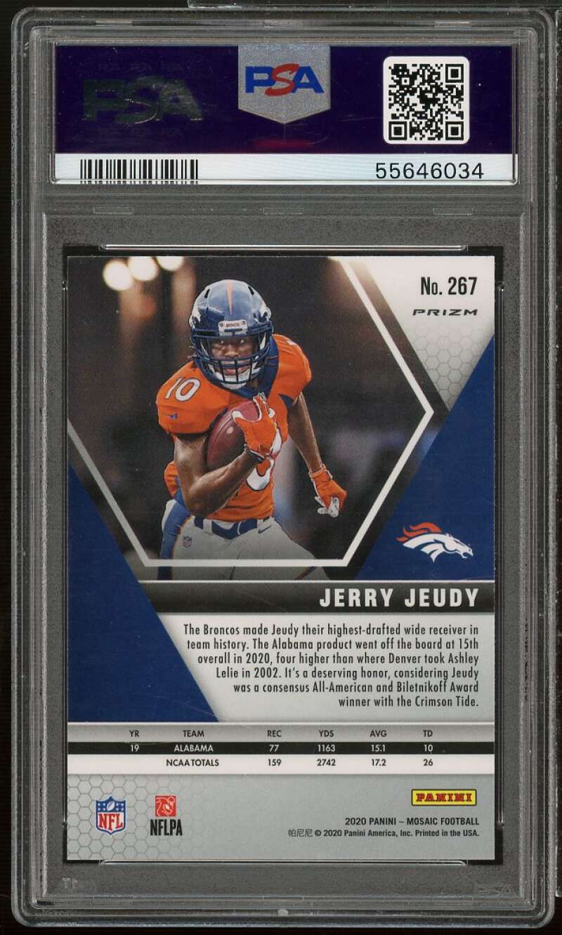 Jerry Jeudy Rookie Card 2020 Panini Mosaic Mosaic #267 PSA 10 Image 2