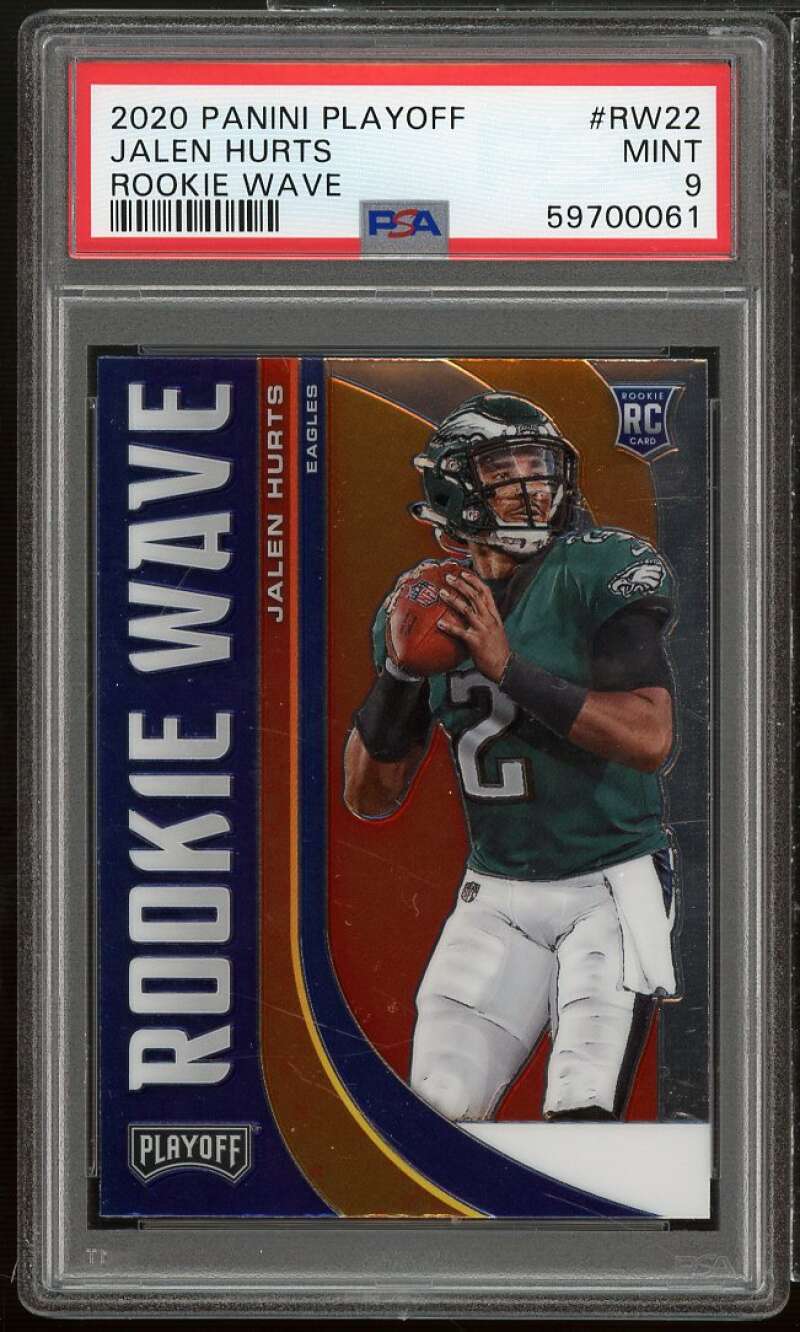 Jalen Hurts Rookie Card 2020 Panini Playoff Rookie Wave #RW22 PSA 9 Image 1