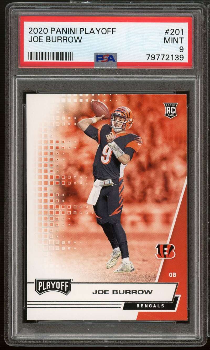 Joe Burrow Rookie Card 2020 Panini Playoff #201 PSA 9 Image 1