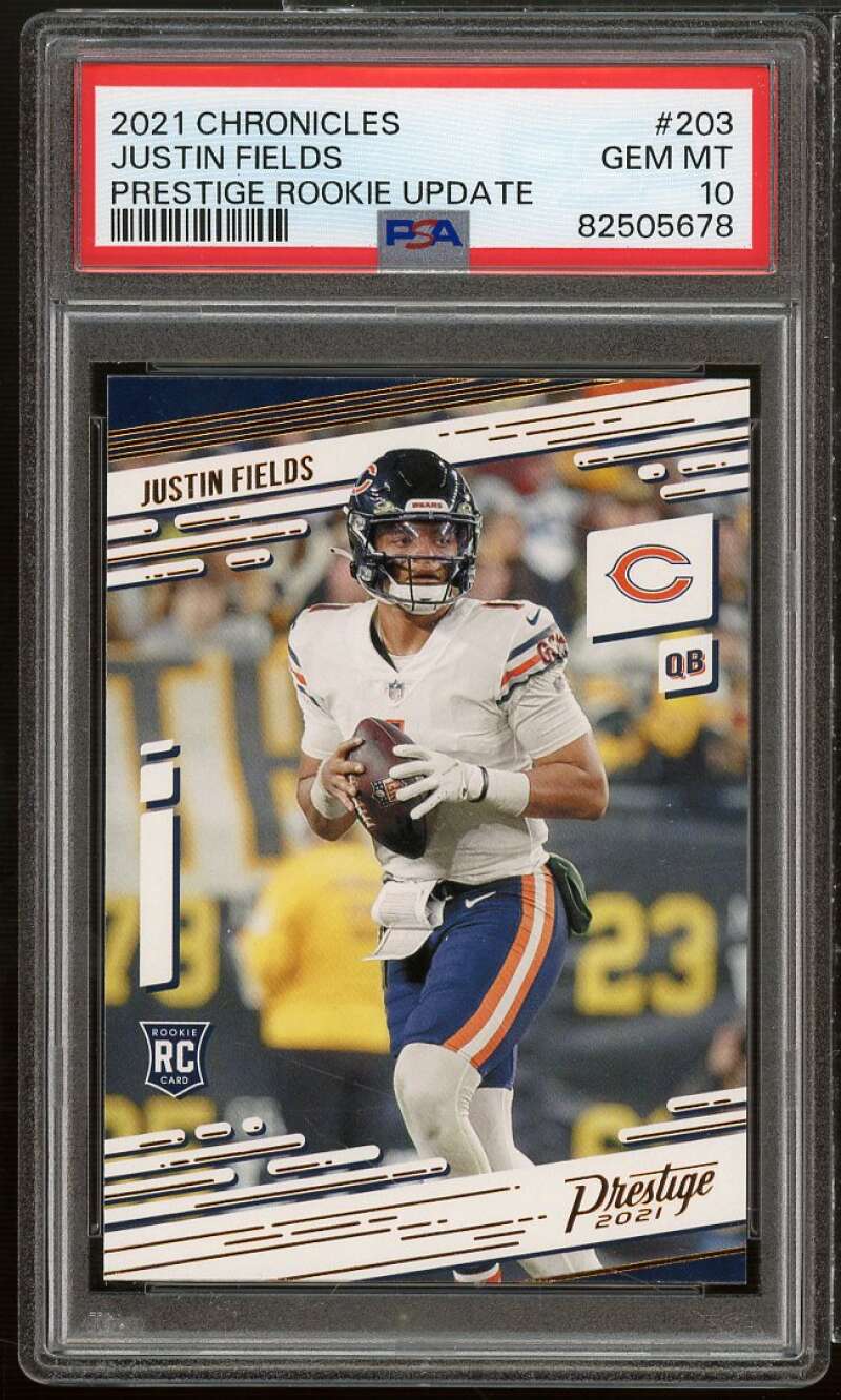 Justin Fields Rookie Card 2021 Chronicles Prestige Rookie Update #203 PSA 10 Image 1