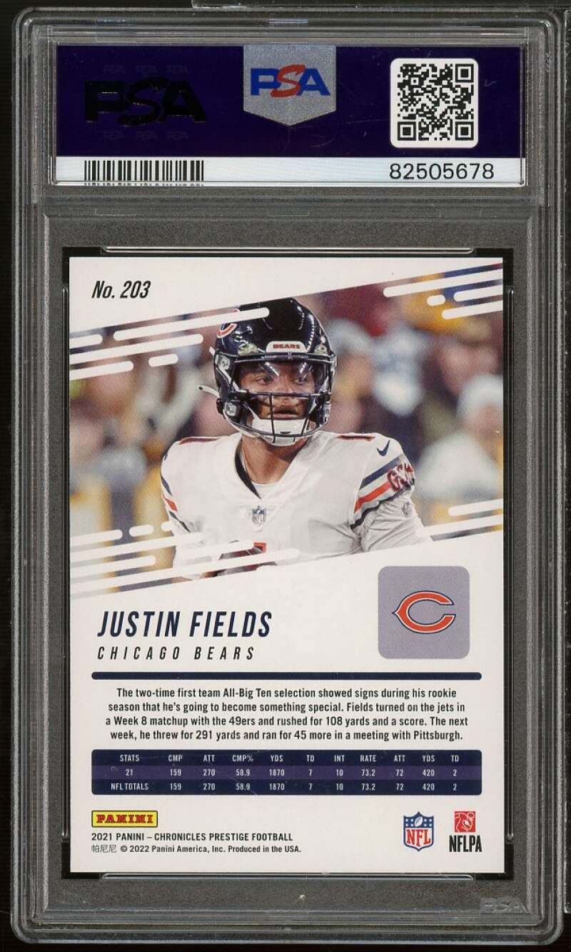 Justin Fields Rookie Card 2021 Chronicles Prestige Rookie Update #203 PSA 10 Image 2