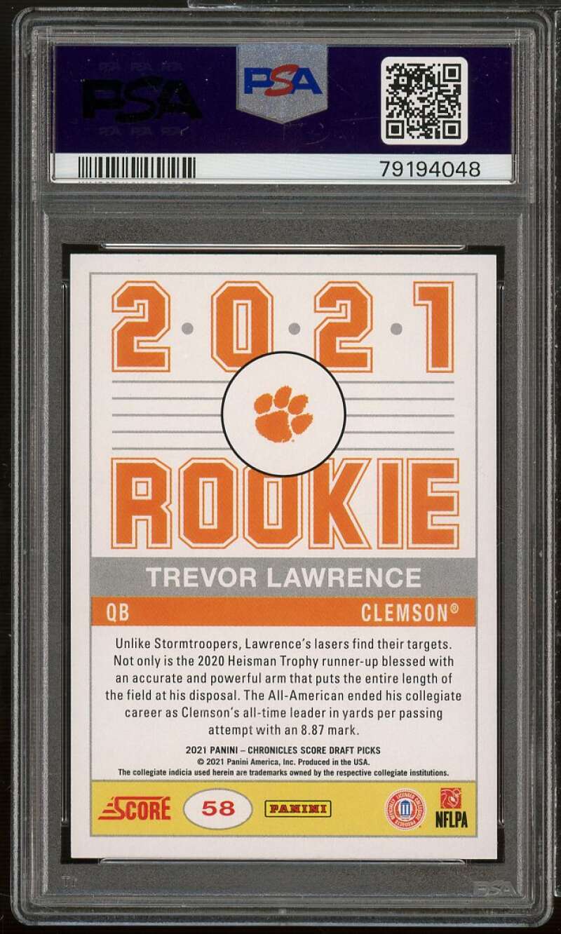 Trevor Lawrence Rookie Card 2021 Panini Chronicles DP #58 PSA 9 Image 2