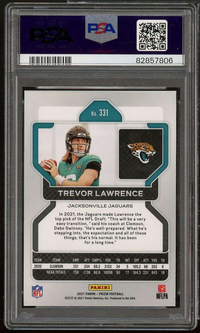 Trevor Lawrence Rookie Card 2021 Prizm #331 PSA 9 Image 2