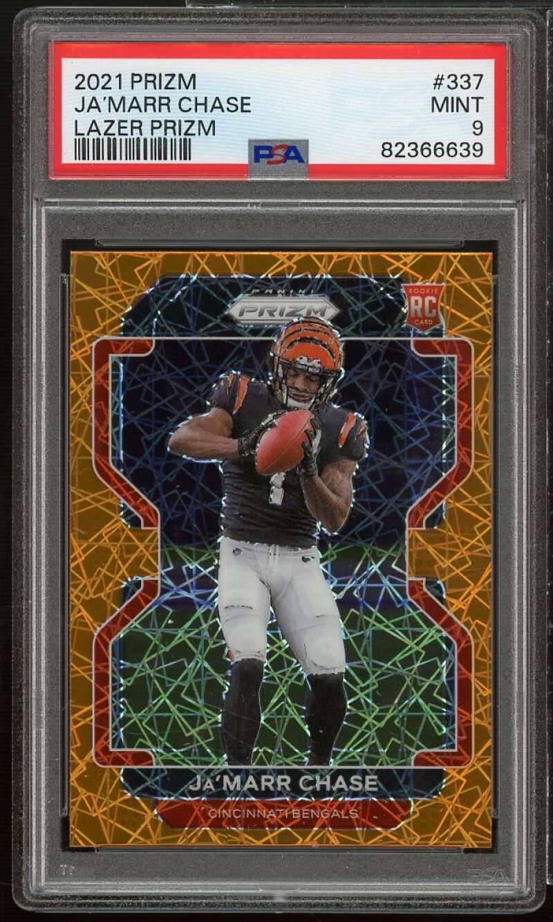 Ja'Marr Chase Rookie Card 2021 Prizm Lazer Prizm #337 PSA 9 Image 1