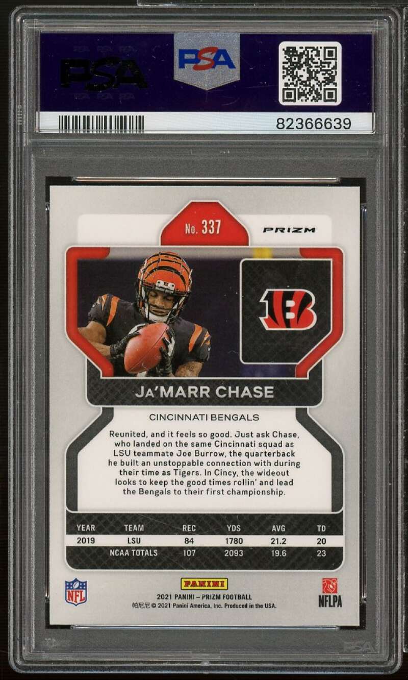 Ja'Marr Chase Rookie Card 2021 Prizm Lazer Prizm #337 PSA 9 Image 2