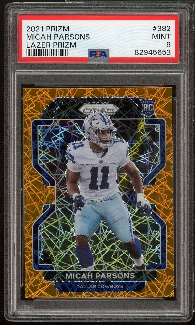 Micah Parsons Rookie Card 2021 Prizm Lazer Prizm #382 PSA 9 Image 1