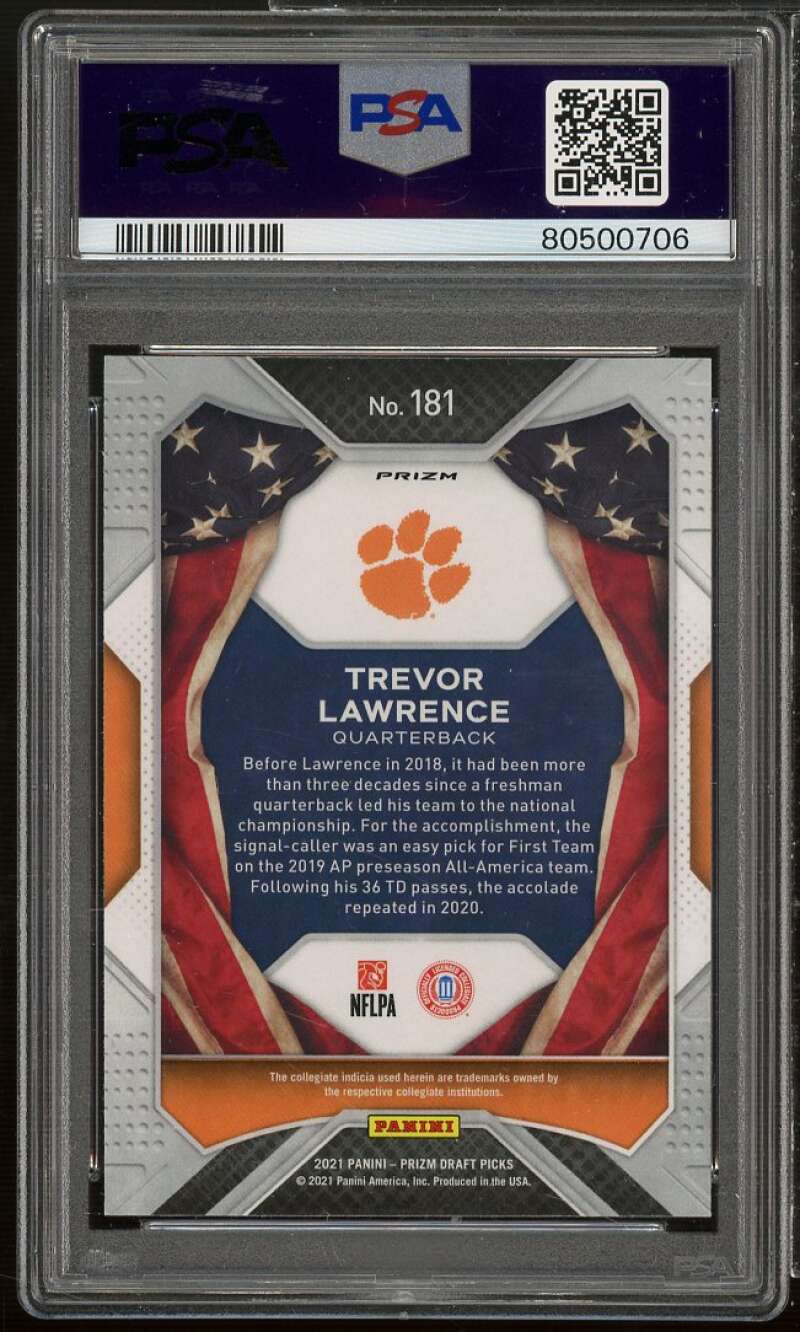 Trevor Lawrence Rookie Card 2021 Prizm Draft Picks Orange Ice #181 PSA 10 Image 2