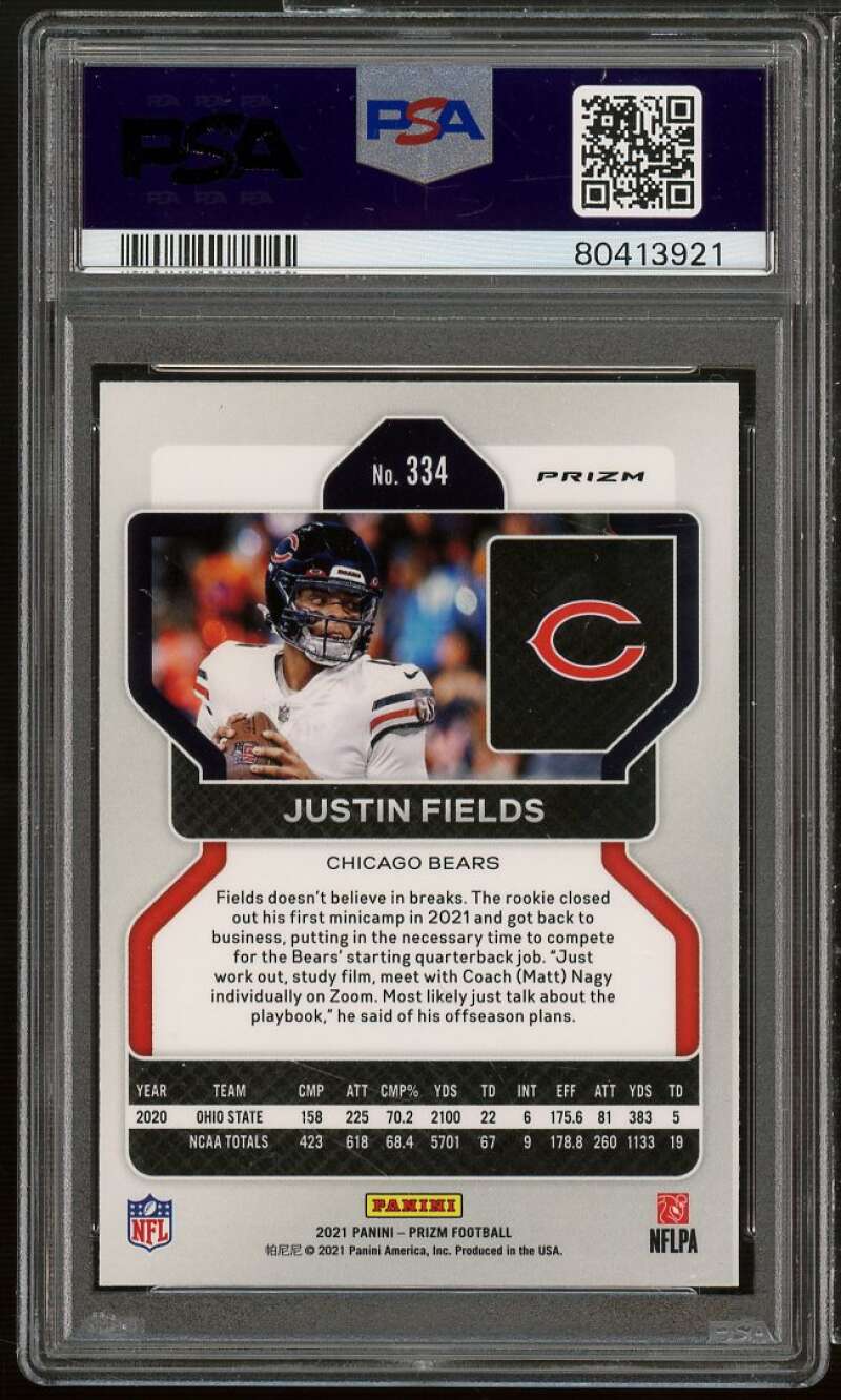 Justin Fields Rookie Card 2021 Prizm Red Ice #334 PSA 9 Image 2