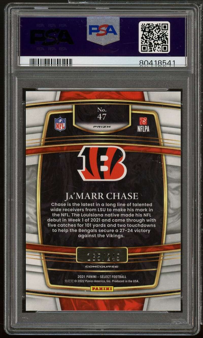 Ja'Marr Chase Rookie Card 2021 Select Tri-Color Prizm #47 PSA 9 Image 2