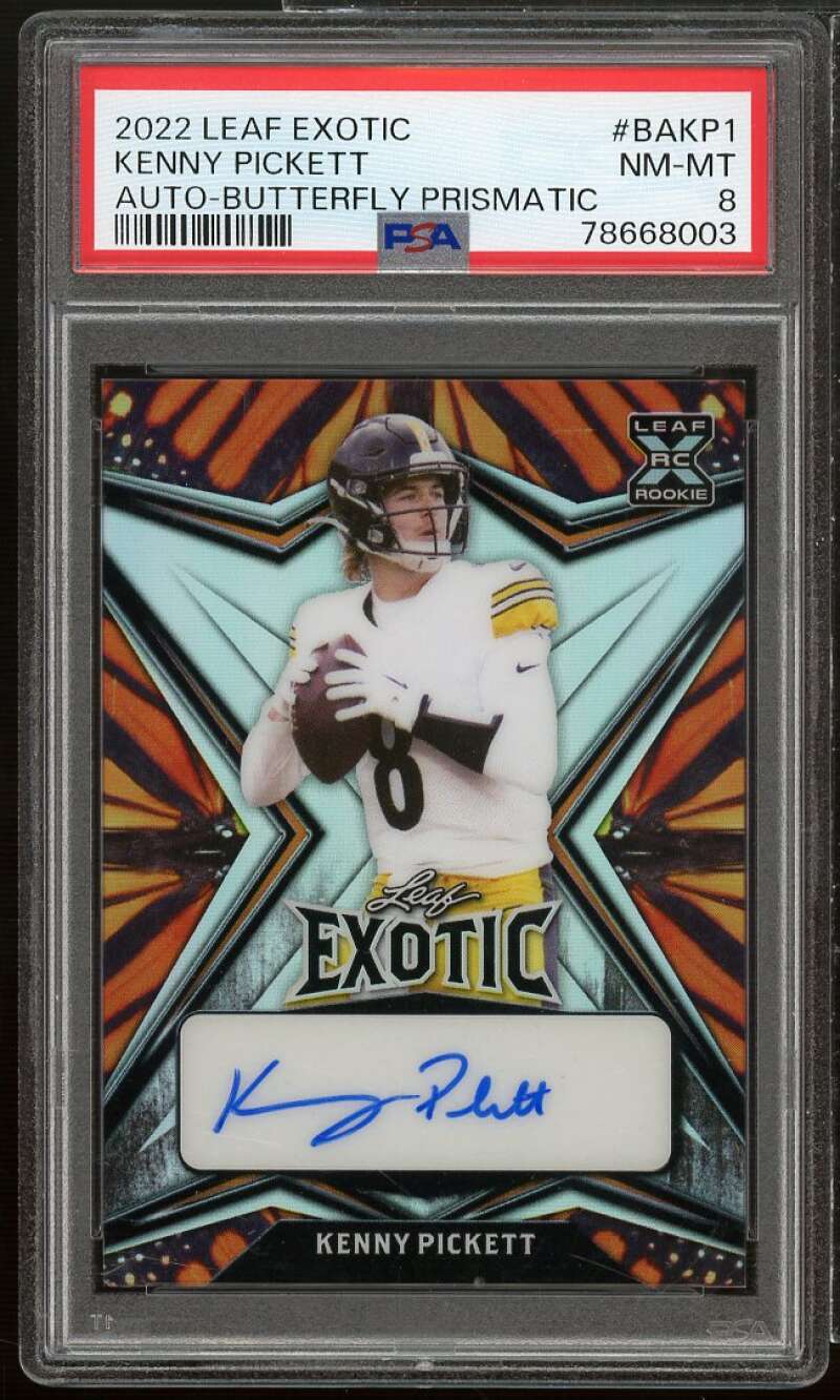 Kenny Pickett Rookie 2022 Leaf Exotic Auto Butterfly Prismatic (#d 2/4) #1 PSA 8 Image 1