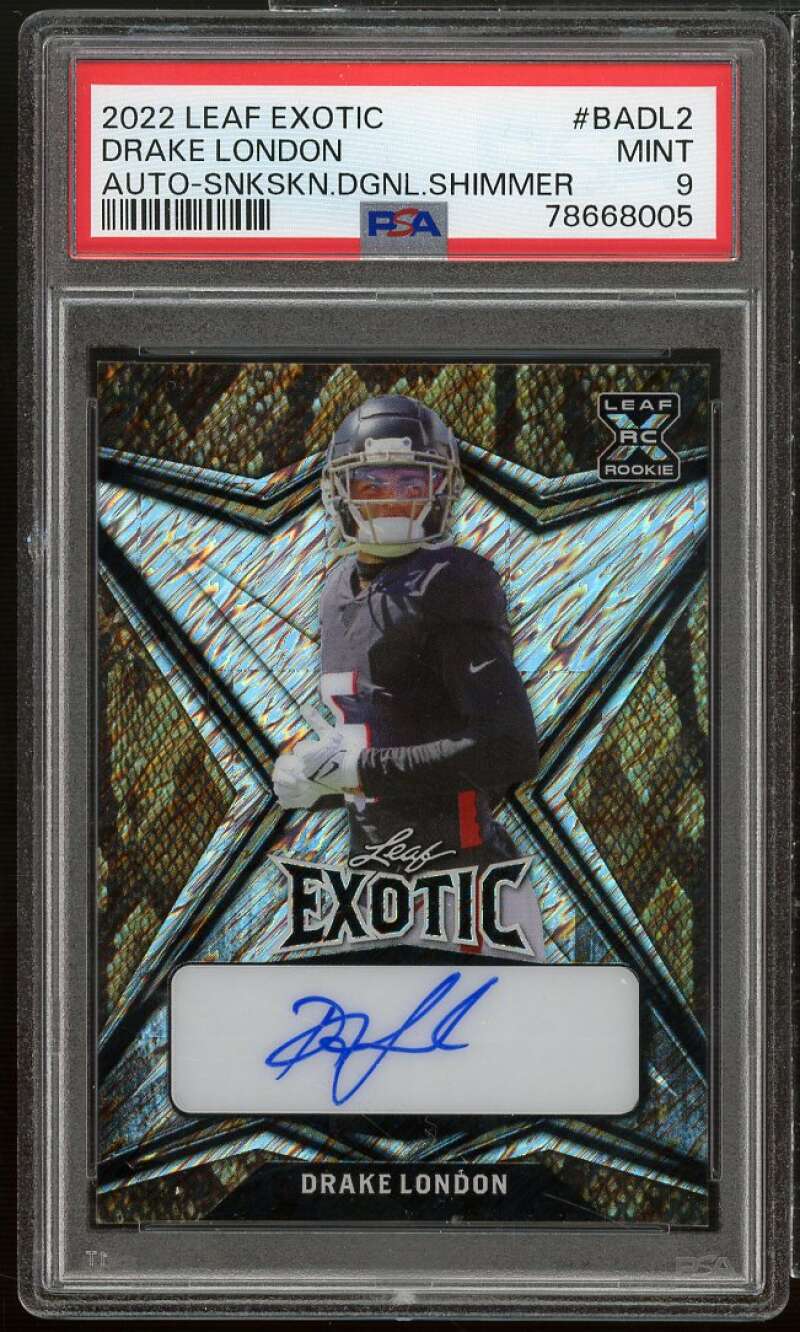 Drake London Rookie 2022 Leaf Exotic Autographs Shimmer (ser # 7/8) #BADL2 PSA 9 Image 1