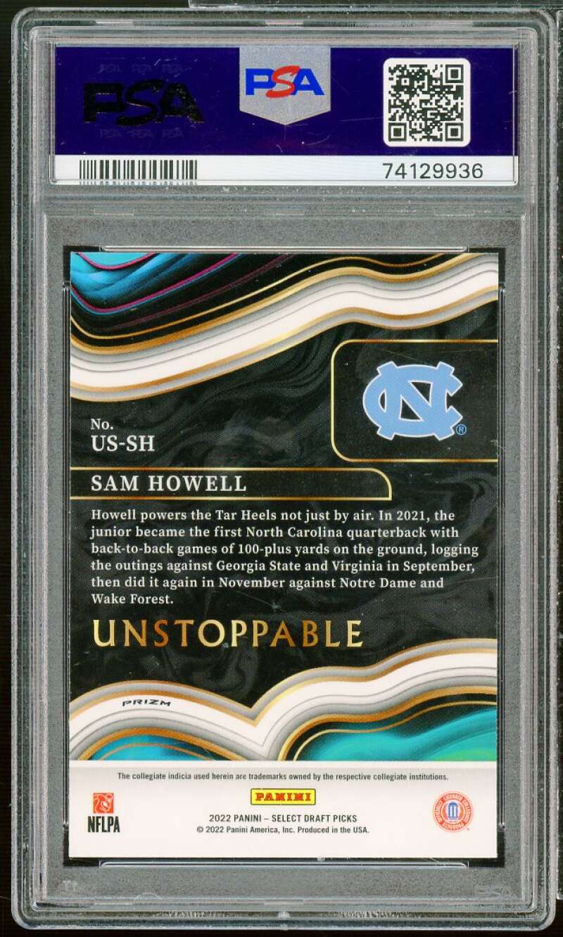 Sam Howell Rookie 2022 Select Draft Picks Unstoppable Silver Prizm #USSH PSA 9 Image 2