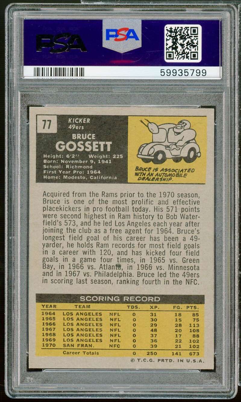 Bruce Gossett Card 1971 Topps #77 PSA 6 Image 2