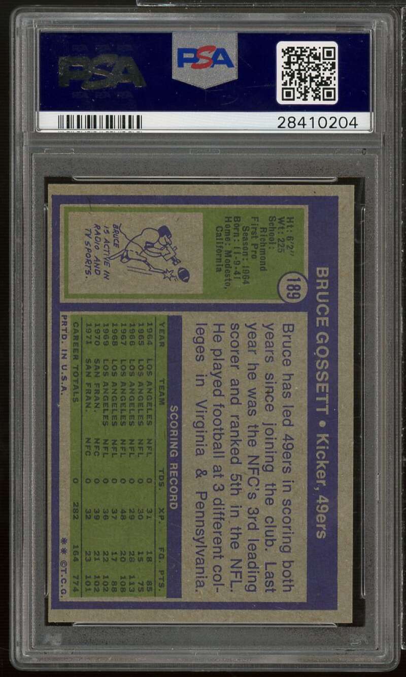 Bruce Gossett Card 1972 Topps #189 PSA 7 Image 2