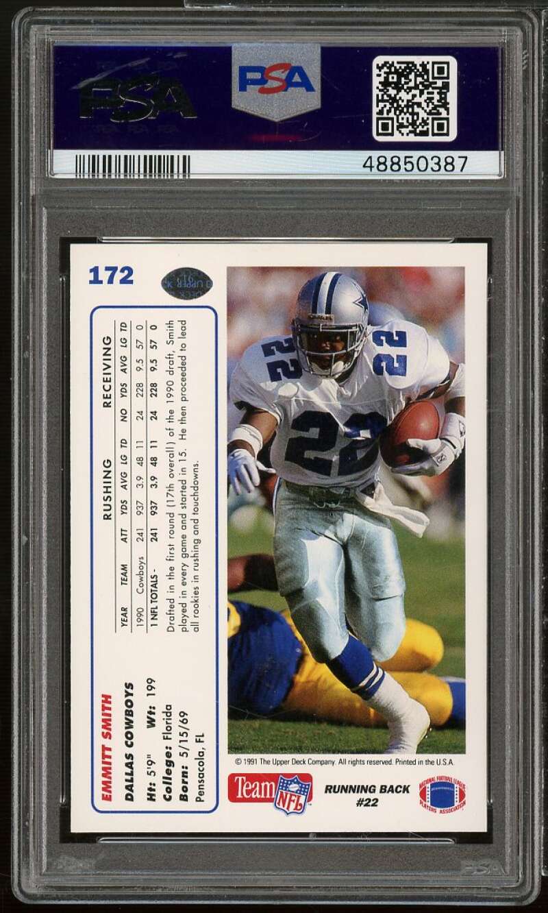 Emmitt Smith Card 1991 Upper Deck #172 PSA 9 Image 2