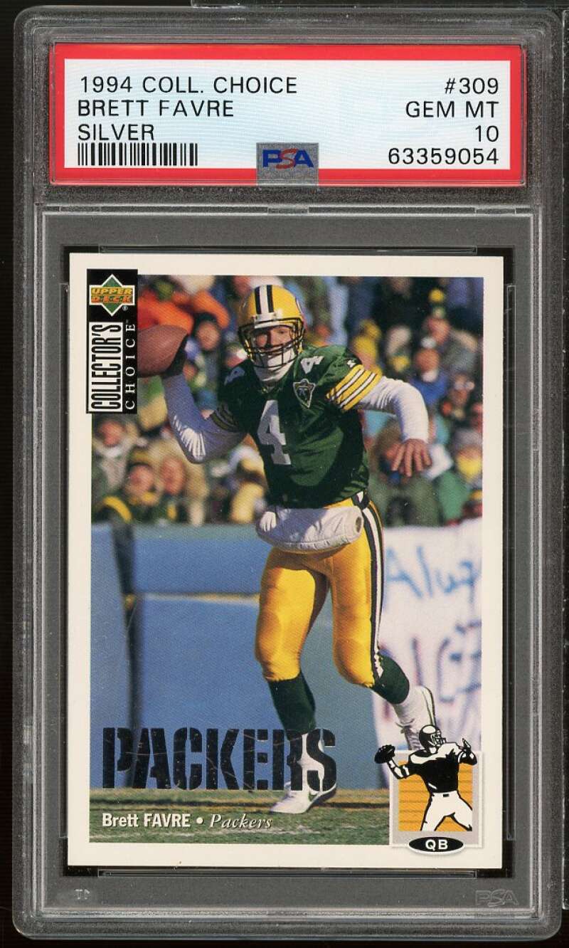 Brett Favre Card 1994 Collector's Choice Silver #309 PSA 10 Image 1