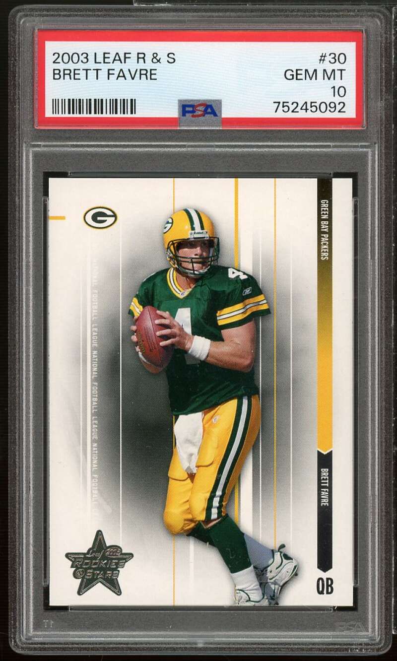 Brett Favre Card 2003 Leaf Rookies Stars #30 PSA 10 Image 1