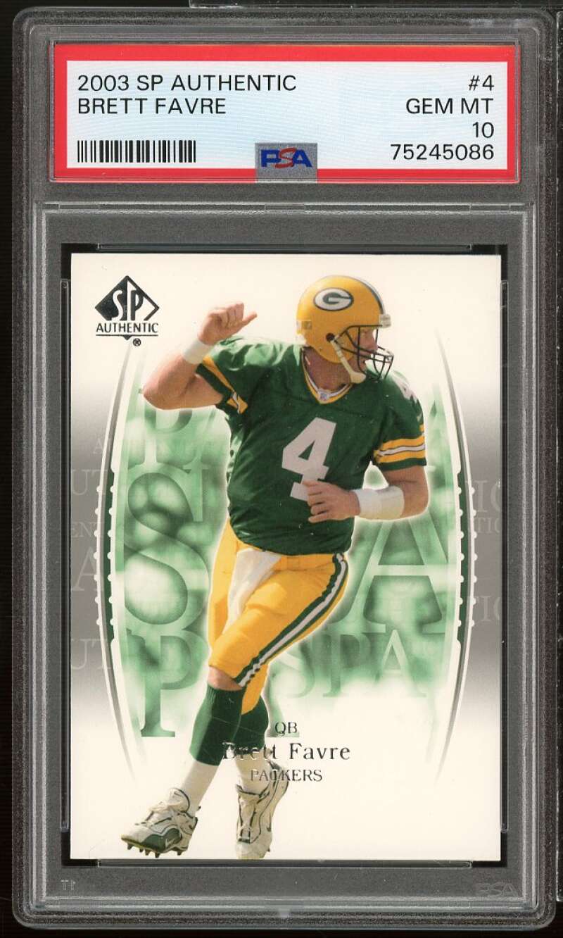 Brett Favre Card 2003 SP Authentic #4 PSA 10 Image 1