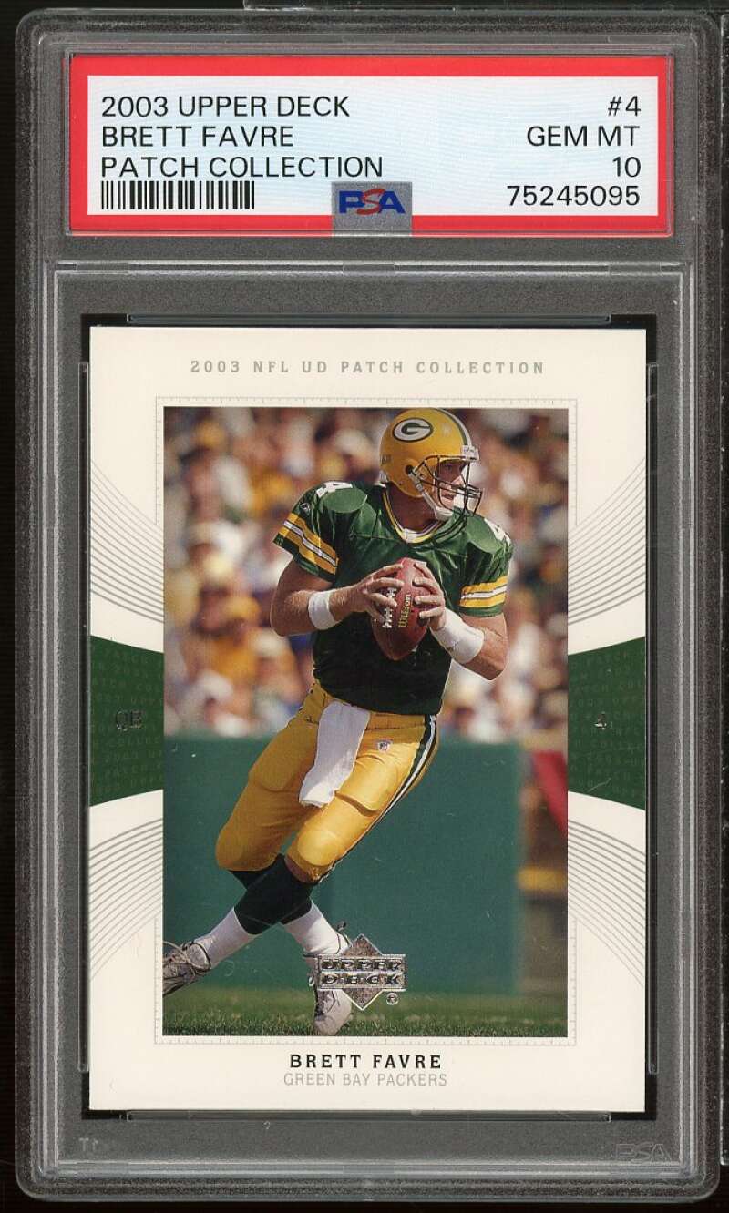 Brett Favre Card 2003 Upper Deck Patch Collection #4 PSA 10 Image 1