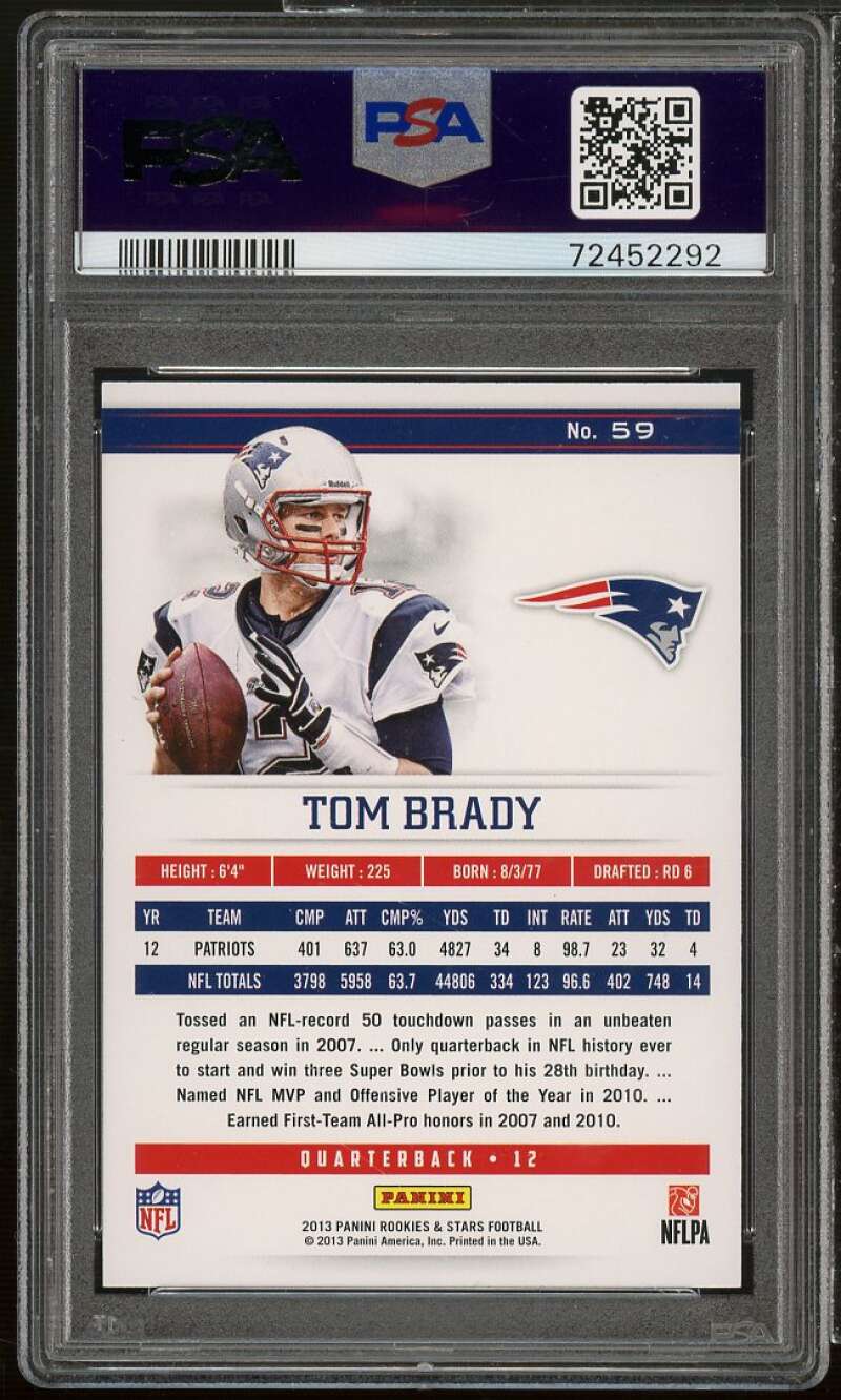 Tom Brady Card 2013 Panini Rookies Stars #59 PSA 10 Image 2