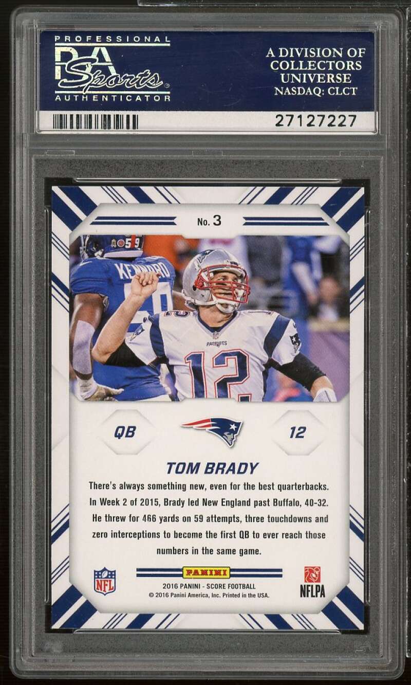 Tom Brady Card 2016 Panini Score Chain Reaction #3 PSA 10 Image 2