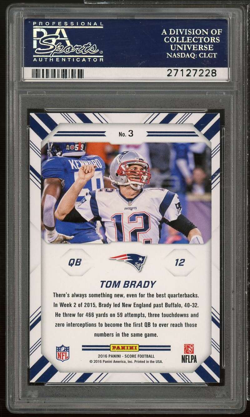 Tom Brady Card 2016 Panini Score Chain Reaction Green #3 PSA 10 Image 2