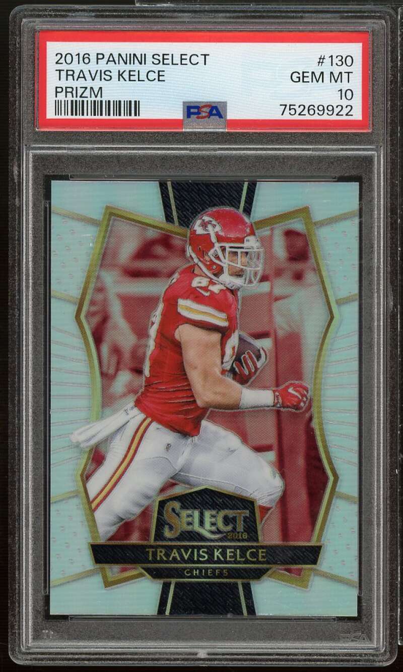 Travis Kelce Card 2016 Panini Select Prizm (pop 5) #130 PSA 10 Image 1