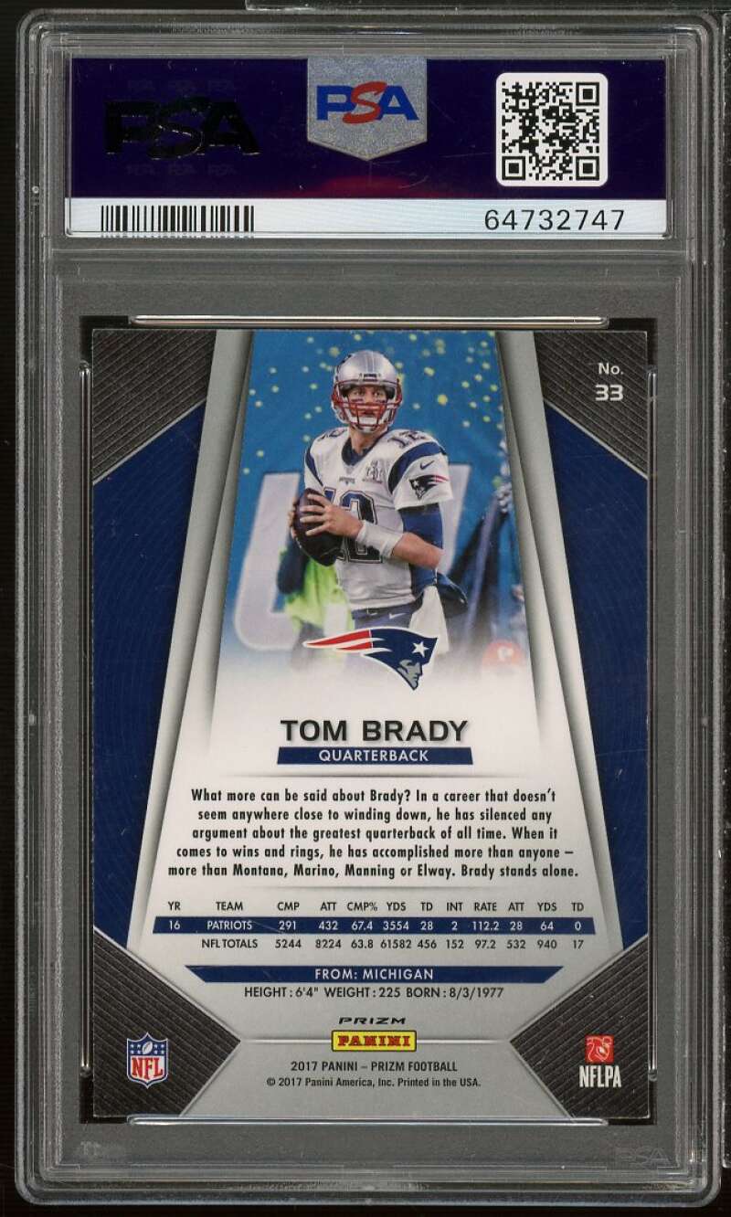 Tom Brady Card 2017 Panini Prizm Prizm #33 PSA 7 Image 2