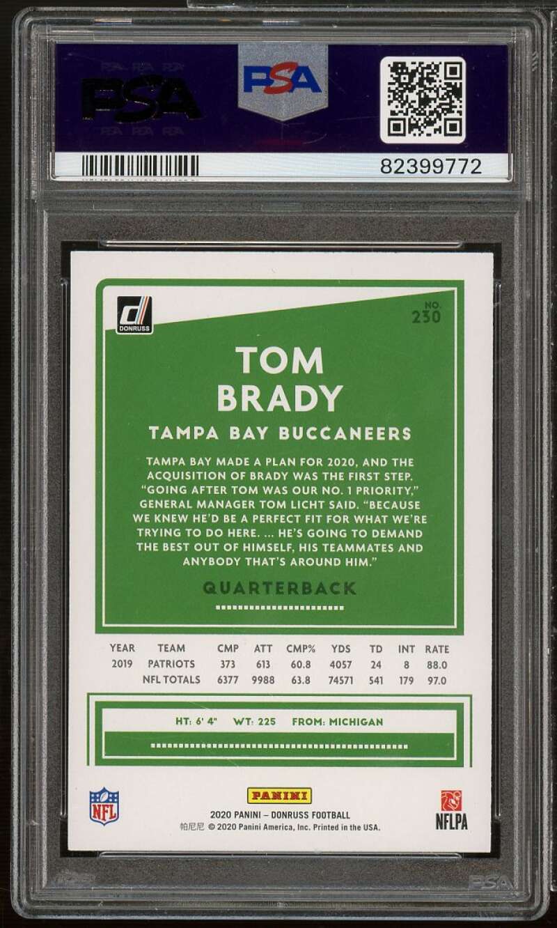 Tom Brady Card 2020 Panini Donruss #230 PSA 10 Image 2