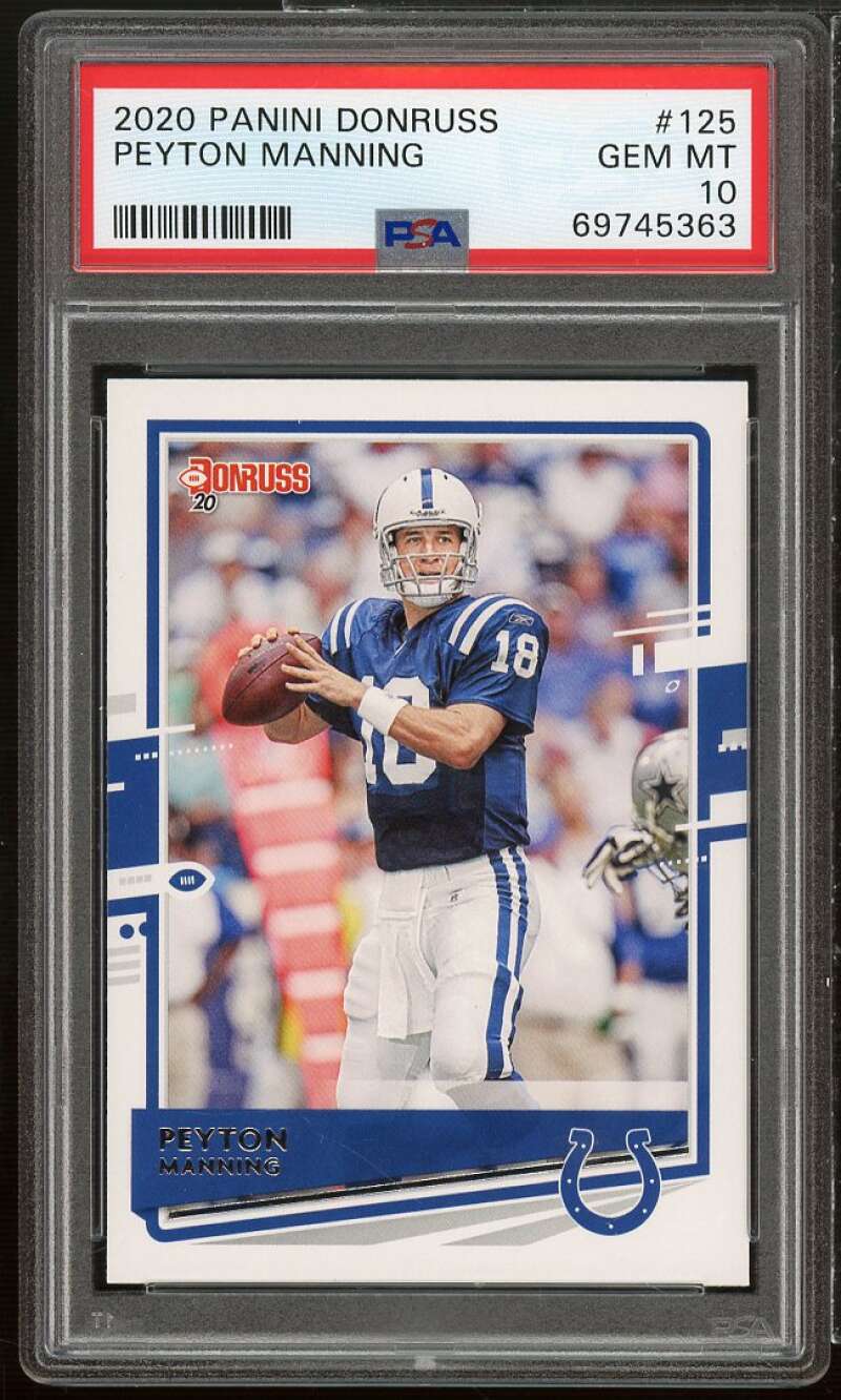 Peyton Manning Card 2020 Panini Donruss #125 PSA 10 Image 1