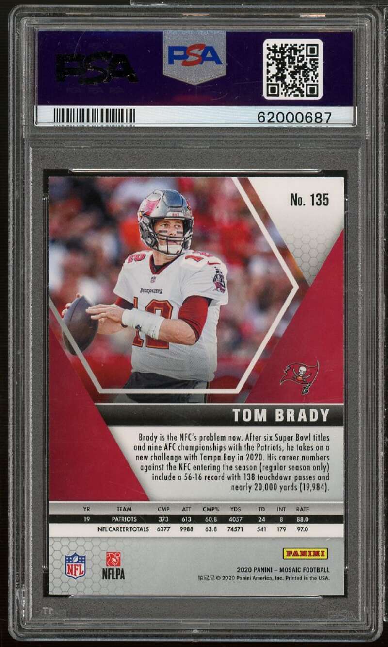 Tom Brady Card 2020 Panini Mosaic #135 PSA 9 Image 2