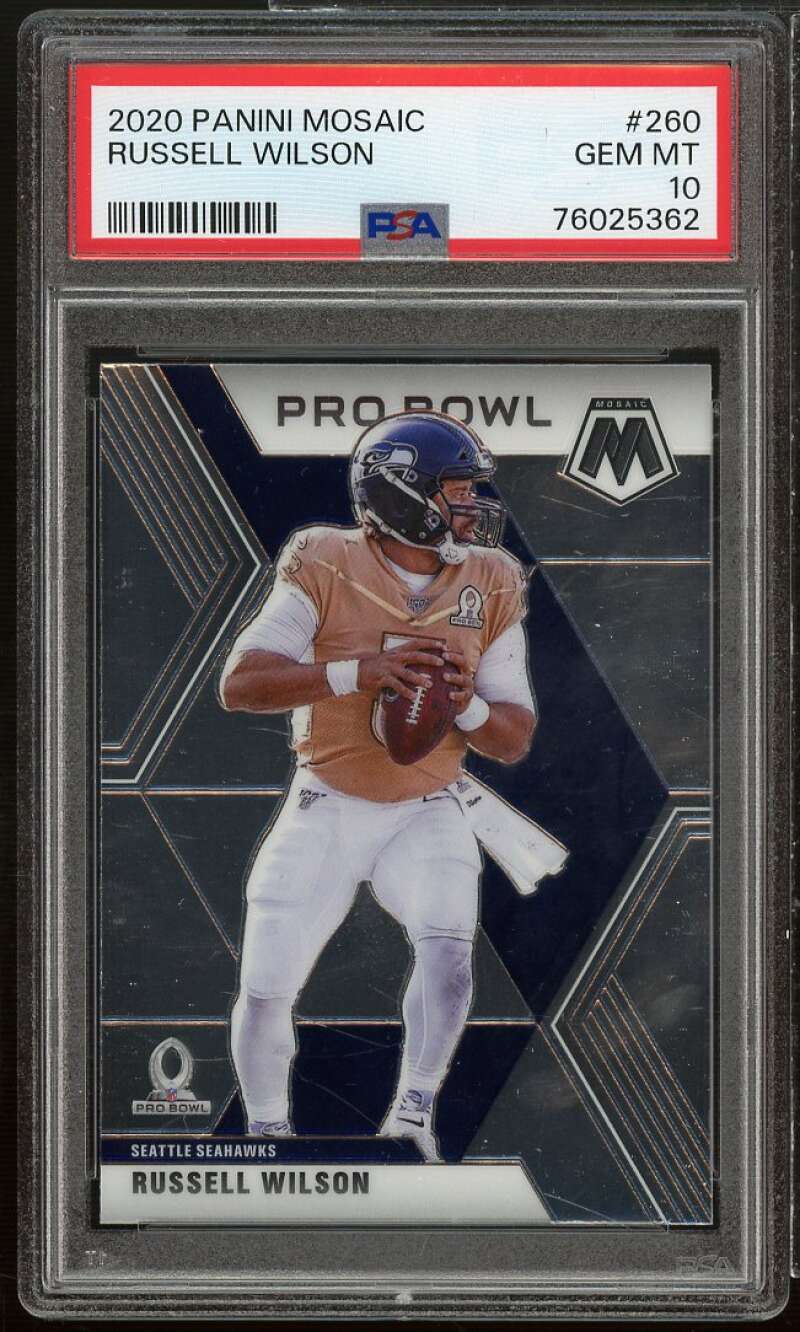 Russell Wilson Card 2020 Panini Mosaic #260 PSA 10 Image 1