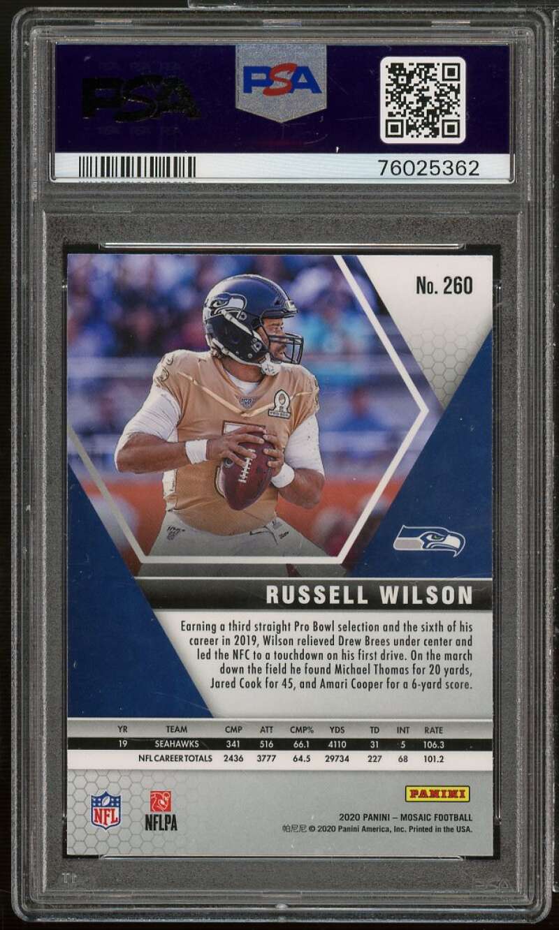 Russell Wilson Card 2020 Panini Mosaic #260 PSA 10 Image 2
